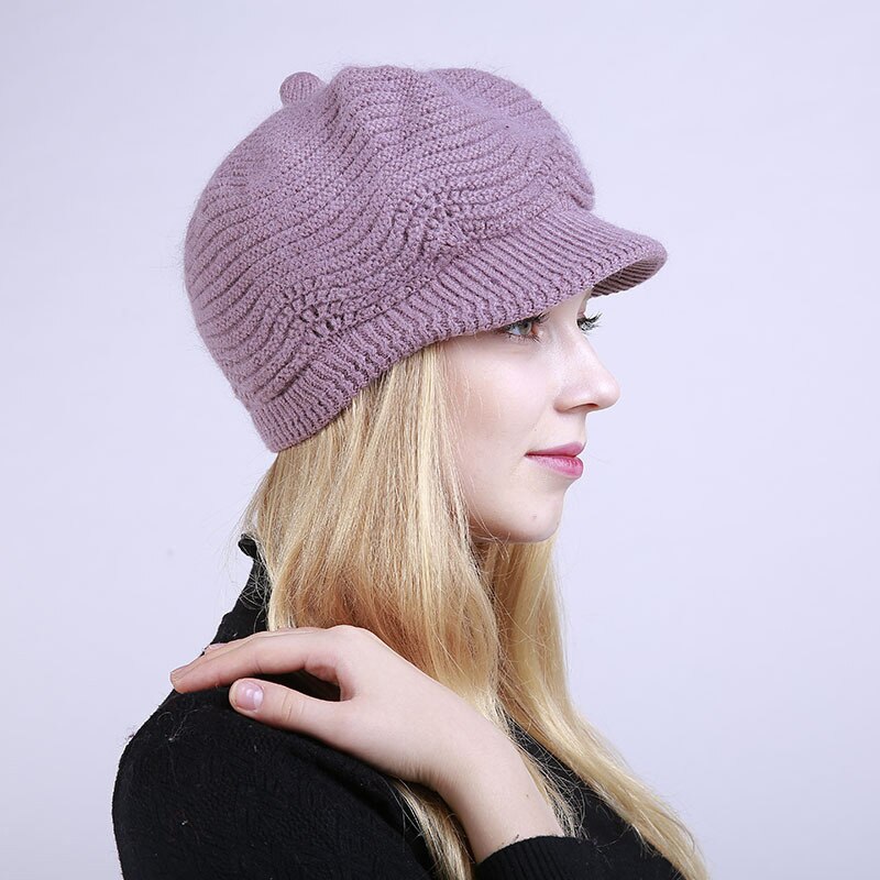 Plus fløjl tykke hatte hætter kvinder vinteruld strik visir hatte hat afslappet varme damer åndbar motorhjelm kvinders beanies: 09