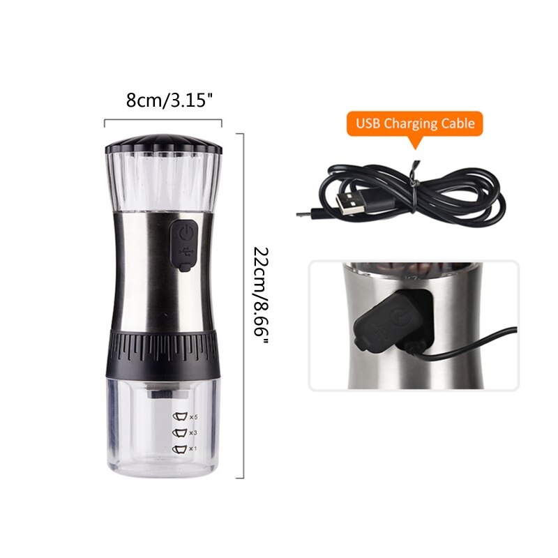 Electric Coffee Bean Mill Portable USB Automatic Household Stainless Steel Acrylic Grinders Small Coffee Machine Grinder
