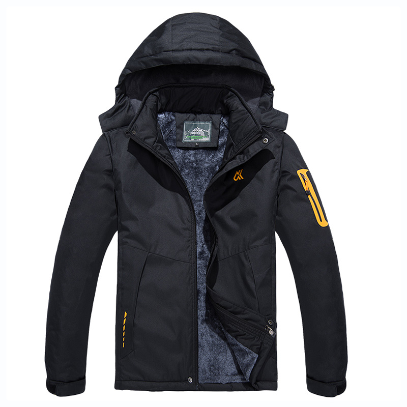 Skijakke herre vanntett fleece snøjakke termisk frakk for utendørs menn vinterjakker snø skiklær plus size merke: Svart / 7xl