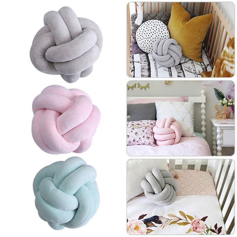 Almohadas decorativas para el hogar, cojín nórdico innovador hecho a mano con nudo, almohada para bebé, cojines sencillos para coche 26