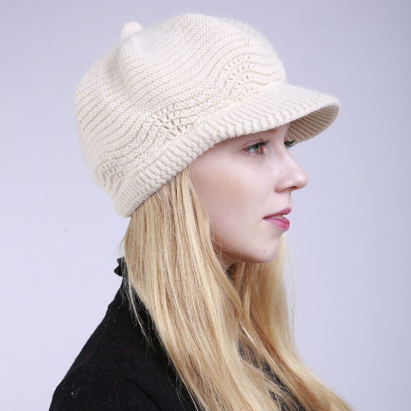 Plus fløjl tykke hatte hætter kvinder vinteruld strik visir hatte hat afslappet varme damer åndbar motorhjelm kvinders beanies