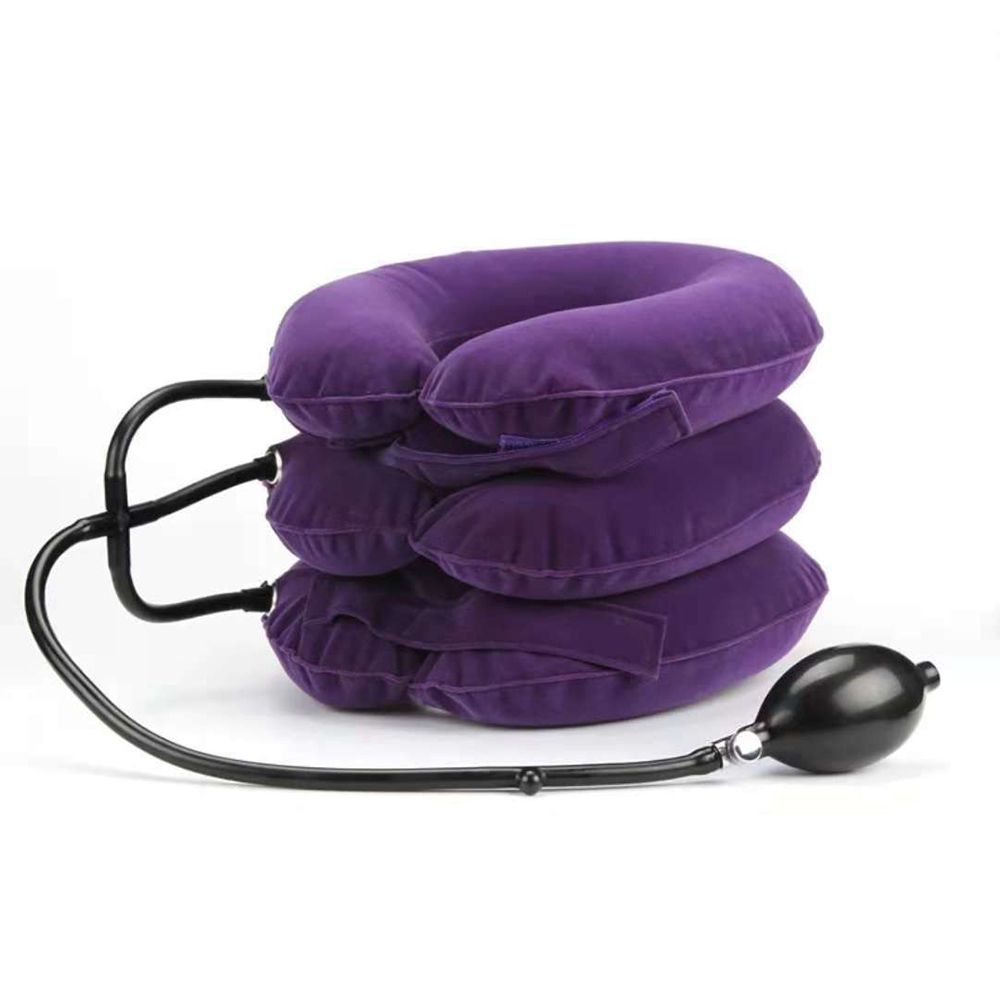 Collo cuscino gonfiabile collare trattore aria dispositivo di trazione cervicale supporto Vertebra ortopedica massaggio rilassamento Brace: purple