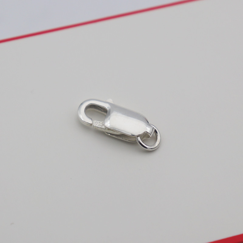 Fermoir en argent Sterling 925 massif, griffe de homard avec anneau de saut fermé pour collier, Bracelet, accessoires de fabrication de bijoux à faire soi-même, 1 pièce: 10mm / WHITE