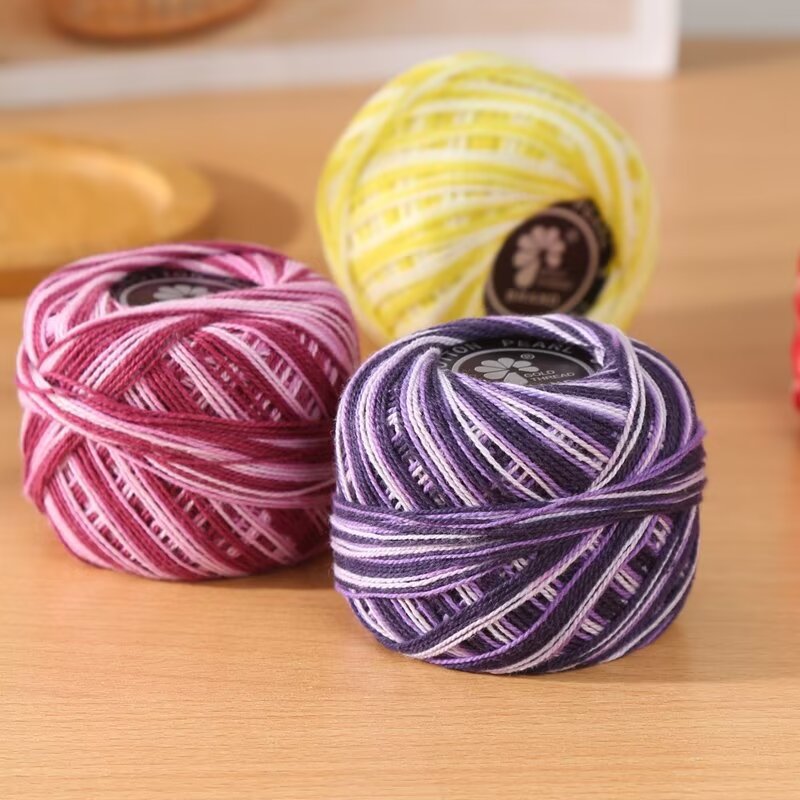 Rollo de hilo de encaje para ganchillo, suministros de costura para bordado teñido, acolchado, tamaño 5, 20g