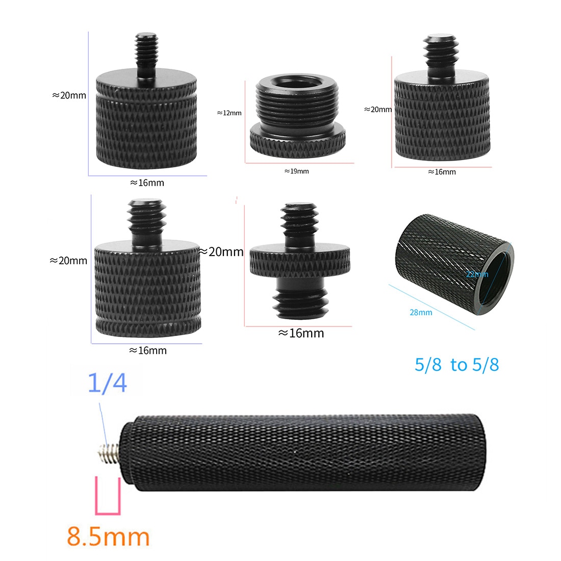 Female to Male 1/4&quot; 3/8&quot; 5/8 M10 M4 Thread Metal Screw Mount Adapter Tripod Plate Flash Light Mic Converter for SLR Camera Stand