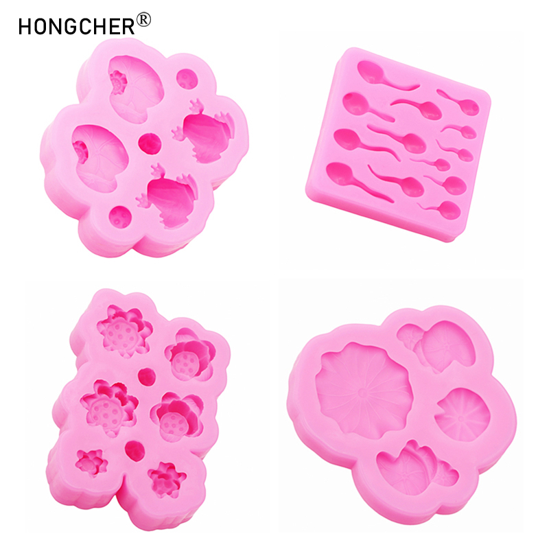 Lotusblomma groda grodyngel lotusblomma gör-det-själv-resin smyckestillbehör silikonform handgjord choklad flip kakformar