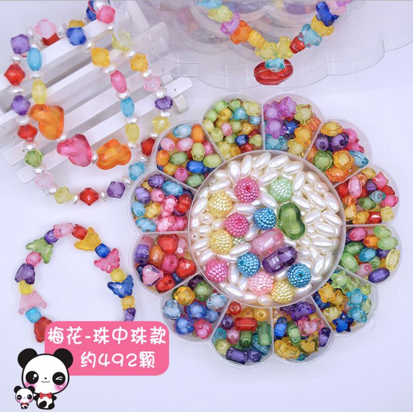 Kids Diy Handgemaakte Kralen Speelgoed Gemengde Losse Spacer Bedels Kralen Set Acryl Plastic Bead Case Ketting Armband: 492pcs