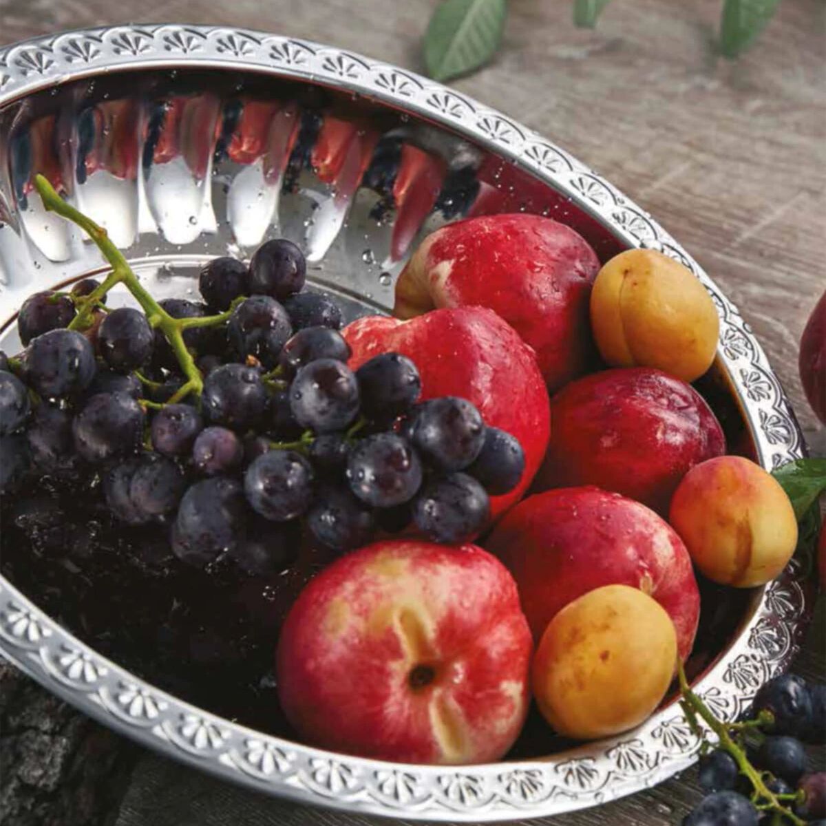 Stainless Steel Salad Plate Presentation Pasta Bowl Fruit Plates Authentic Tableware Souvenirs 23x27x30 Cm Size 3 Pieces