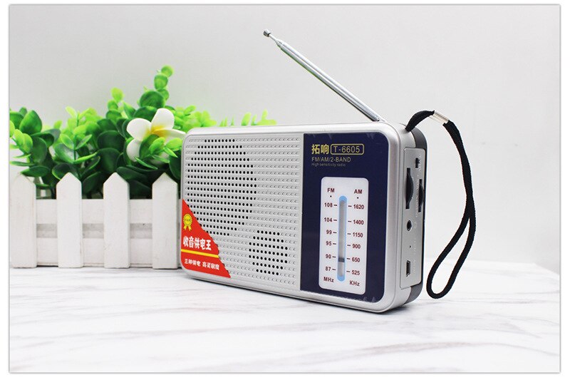 Genopladelig bærbar radio fm/am dual bands radio modtager pocket radio mini radio god lyd med 18650 batterier