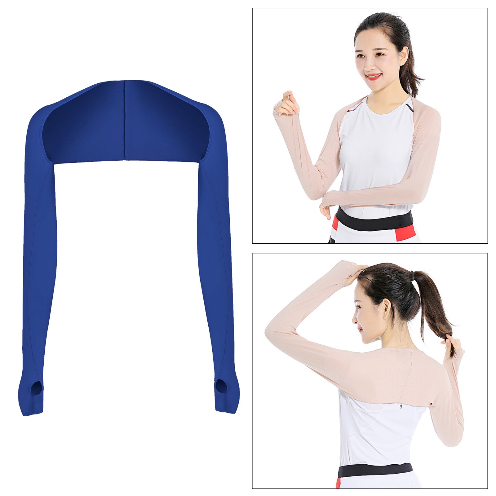 Cooling Shawl Arm Sleeves UV Protection Sun Protector with Finger Hole for Women Men Golfing Riding Outdoor Activities Accs: Royal Blue