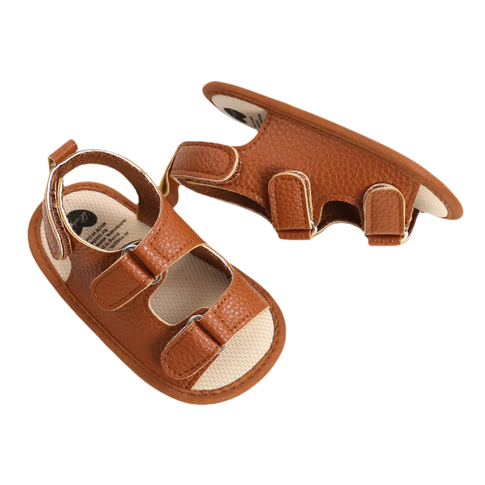 Baby Jungen Mädchen Leder Sandalen, Anti-Unterhose Sohle Einfarbig Wohnungen Erste Wanderschuhe