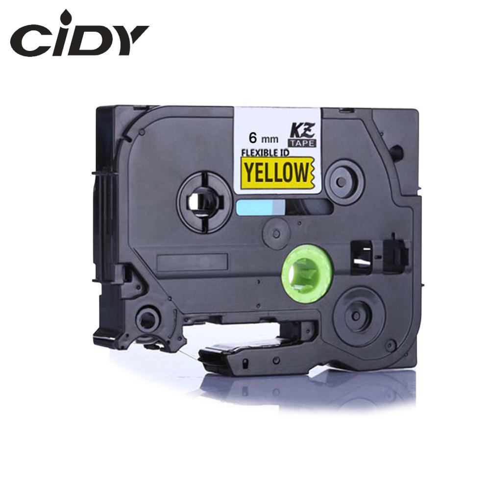 Cidy tze -fx611 tz-fx611 sort på gul fleksibel label kompatibel p touch 6mm tze  fx611 tz fx611 label tape kassettepatron