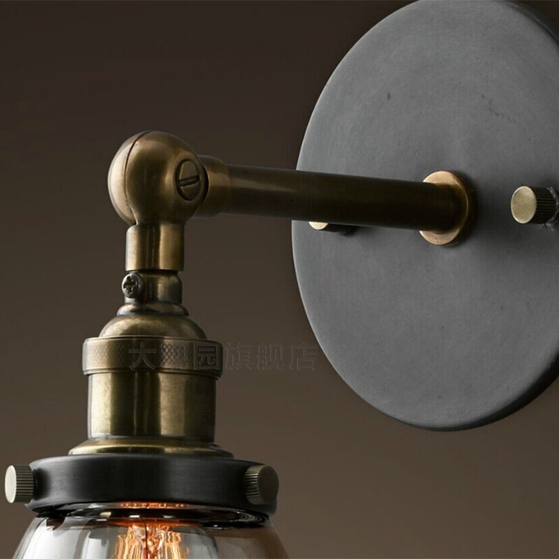 Europese Vintage Nostalgische antieke ijzeren wandkandelaar loft Amerikaanse glazen wandlamp E27 home deco slaapkamer bed licht armatuur