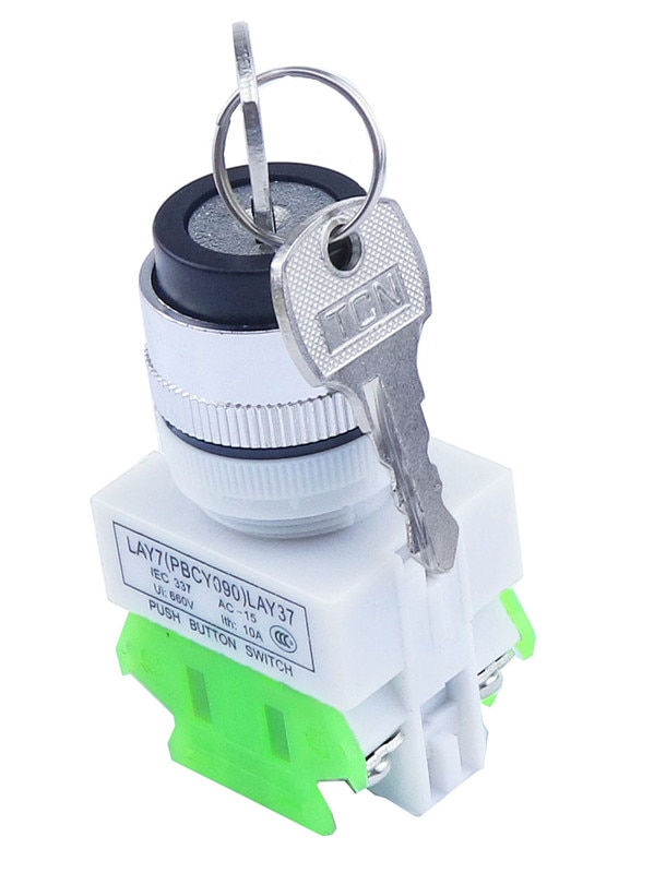LAY37 AC 380V 10A DPST 2 Position 3 Position Rotary Selector Key Lock Switch 2no LAY7