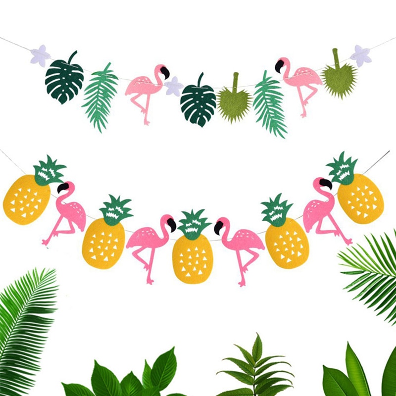 Novedad de verano en banderines de flamenco, 1 unidad, de piña Tropical hawaiana, accesorio para foto de guirnaldas para decoraciones de cumpleaños