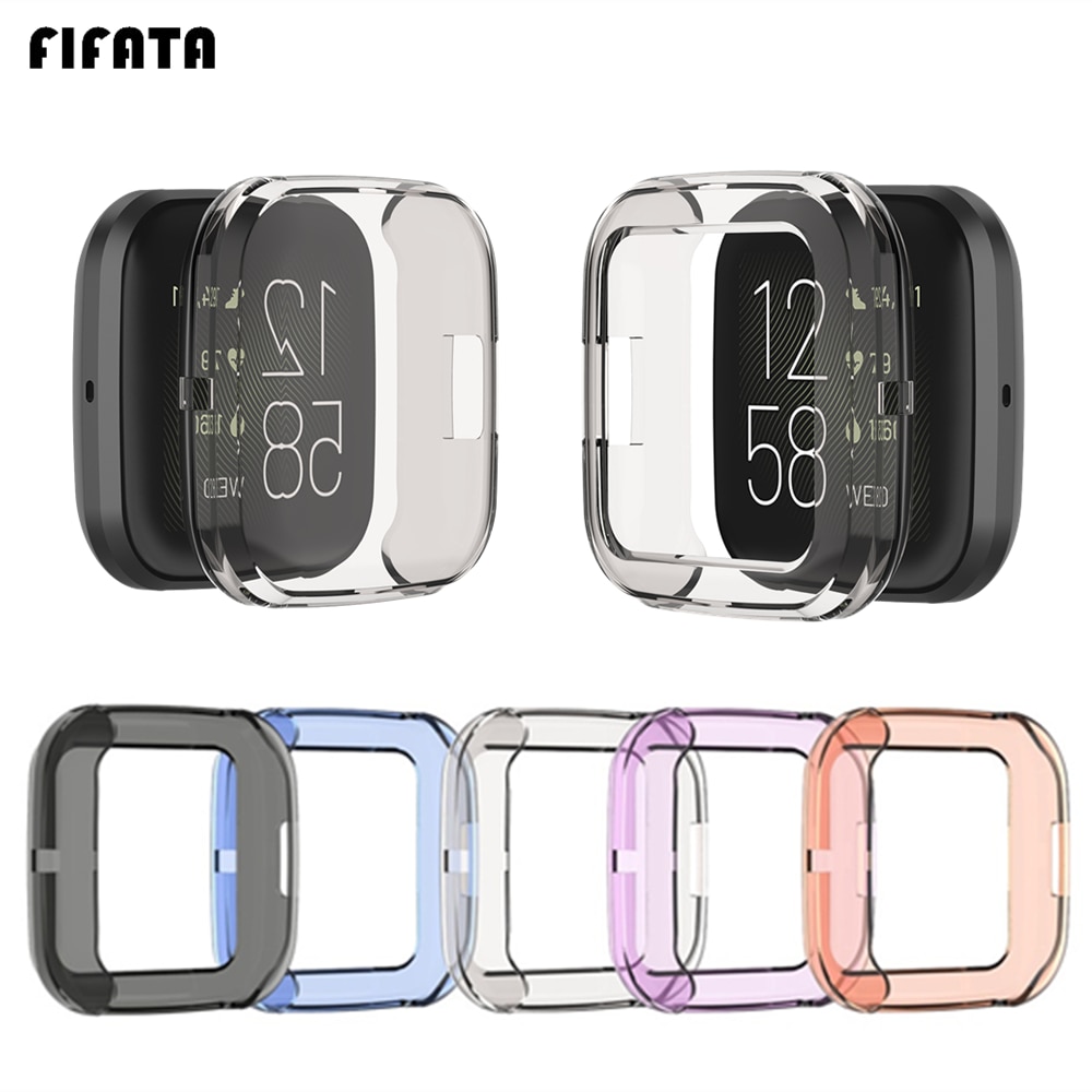 FIFATA Protective Shell For Fitbit Versa 2 Case Smart Watch Screen Protector TPU Cover For Versa2 Protection Frame Accessories