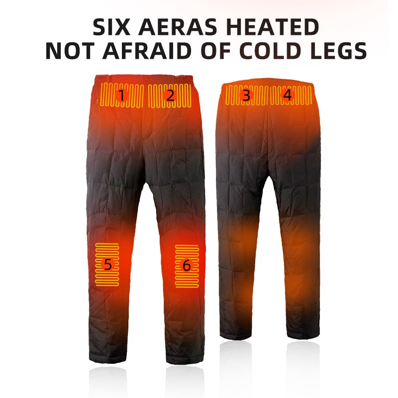 Pantalones térmicos eléctricos para mujer, pantalón con calefacción para 6 áreas, ideal para senderismo al aire libre, senderismo, esquí, USB, Delgado, Invierno