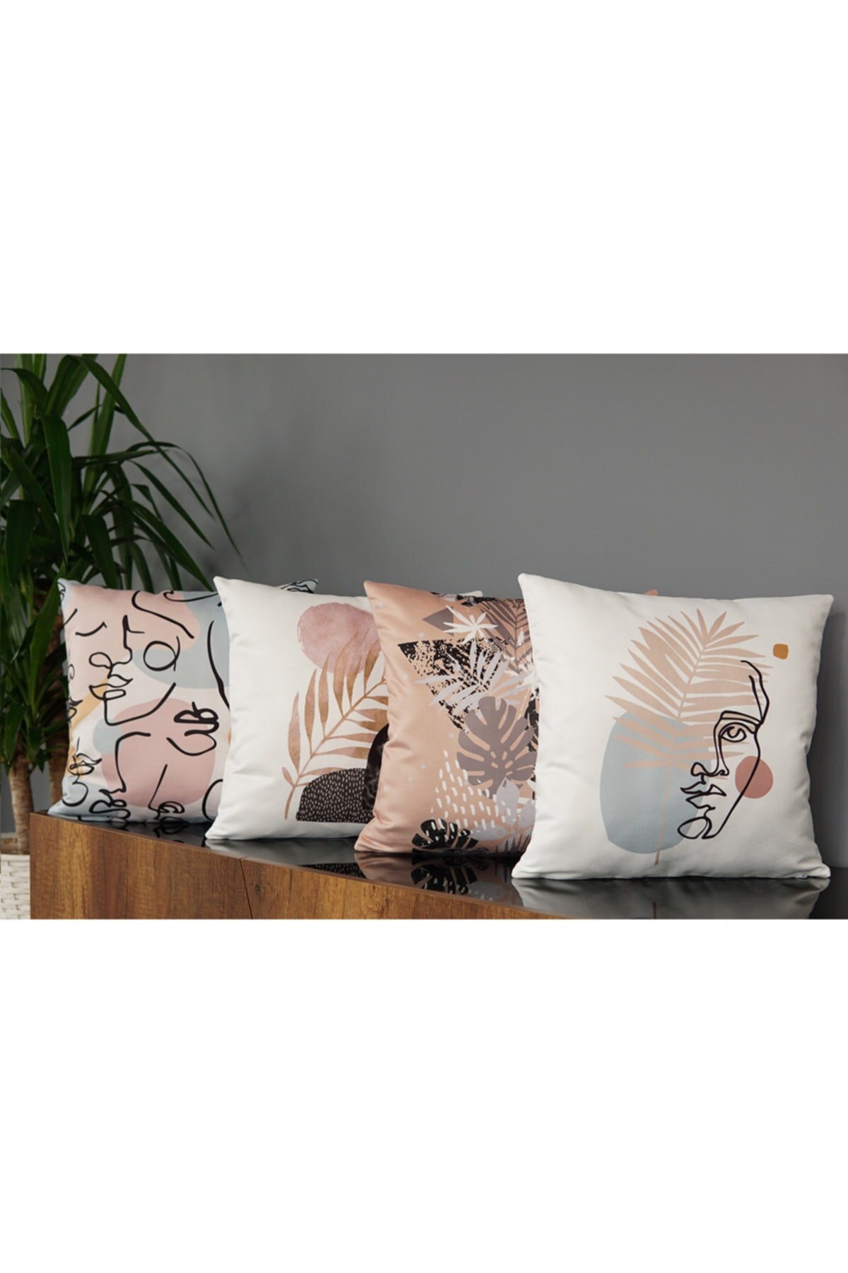 Estampado de doble cara retrato patrón 4 Uds almohada decorar caso