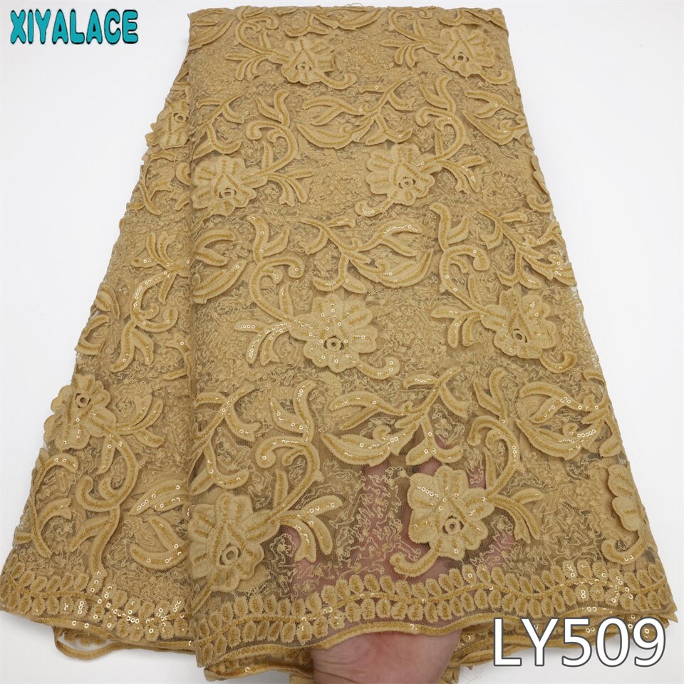 Baby Pink African French Mesh Lace Fabrics with Sequins Embroidery Milk Silk Lace Nigerian Tissue Cord Lace for Party Sew LY509