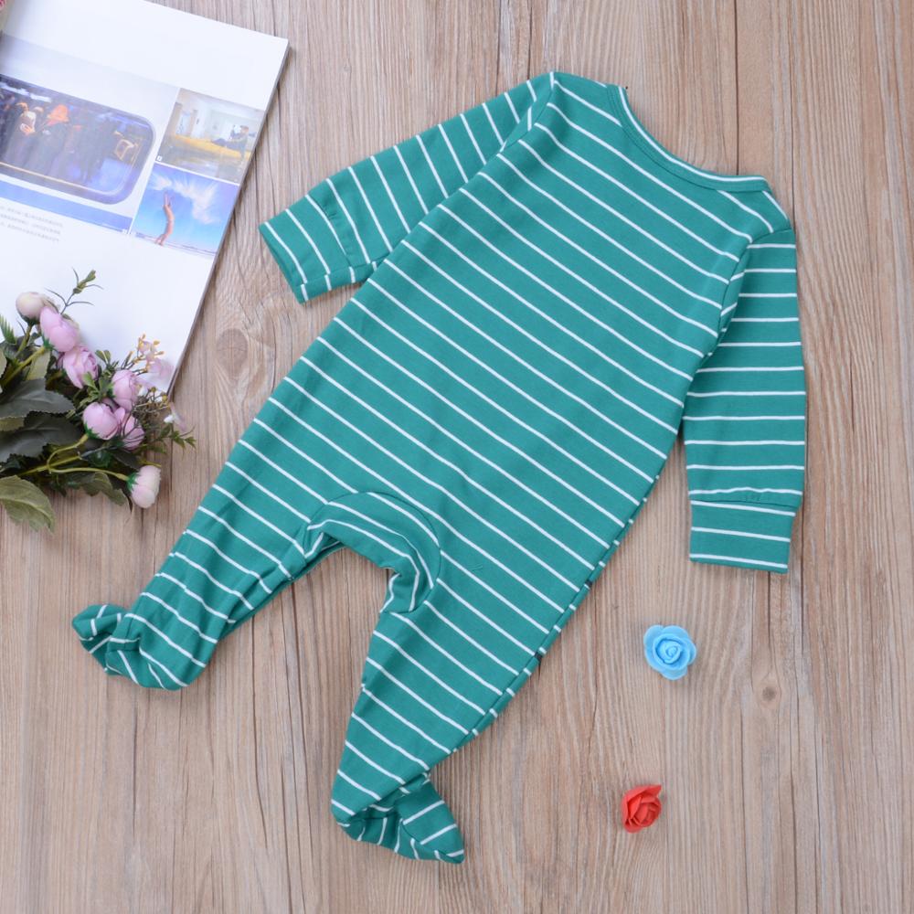 Baby Footis Newborn Infant Baby Boy Girl Knit Cotton Striped Footies Jumpsuit Winter Warm Clothes One-Pieces Kids Outfit 0-6M