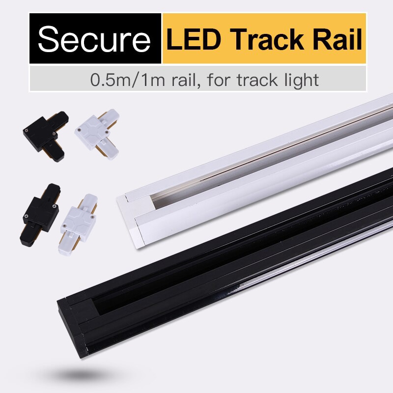 0.5M 1M Track Rail 2 Wire System Aluminum led Track Light Rail Universal Rail Connector Circuit Rails For LED Track Spotlight