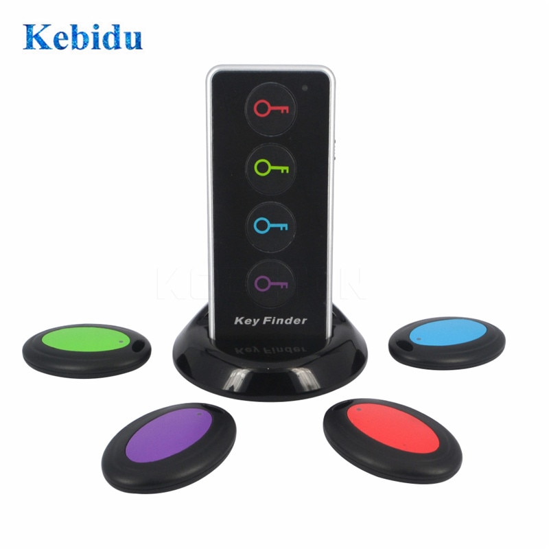 Kebidu 4 In 1 Geavanceerde Wireless Key Finder Remote Key Locator Telefoon Portefeuilles Anti-Verloren Met Zaklamp Functie 4 ontvangers En 1 Dock