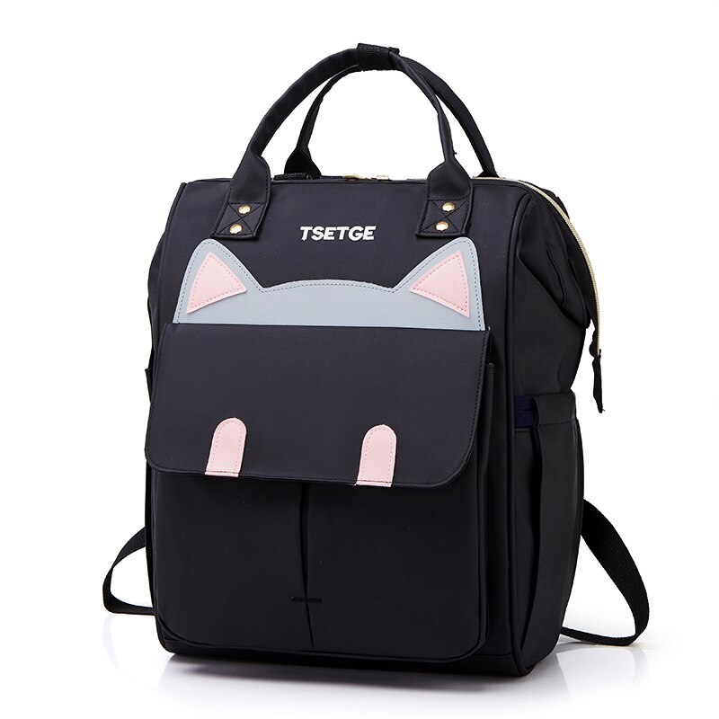 Stijl Kitten Luiertas Simple Mode Grote Capaciteit Mother 'S Tas Rugzak Lichtgewicht Rugzak: Black and White with Pattern