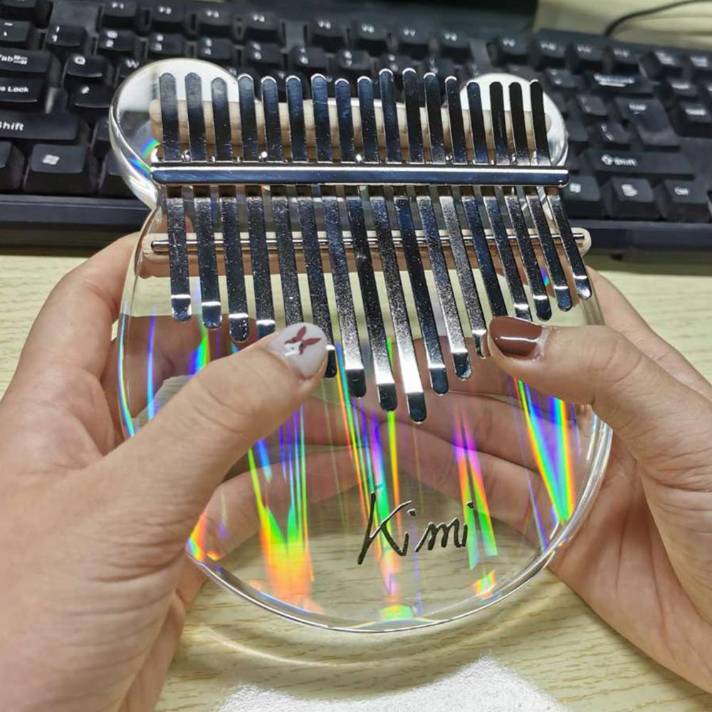 Kalimba-Piano acrílico de 17 teclas para pulgar, instrumento transparente con bolsa para martillo de afinación, Mbira Sanza