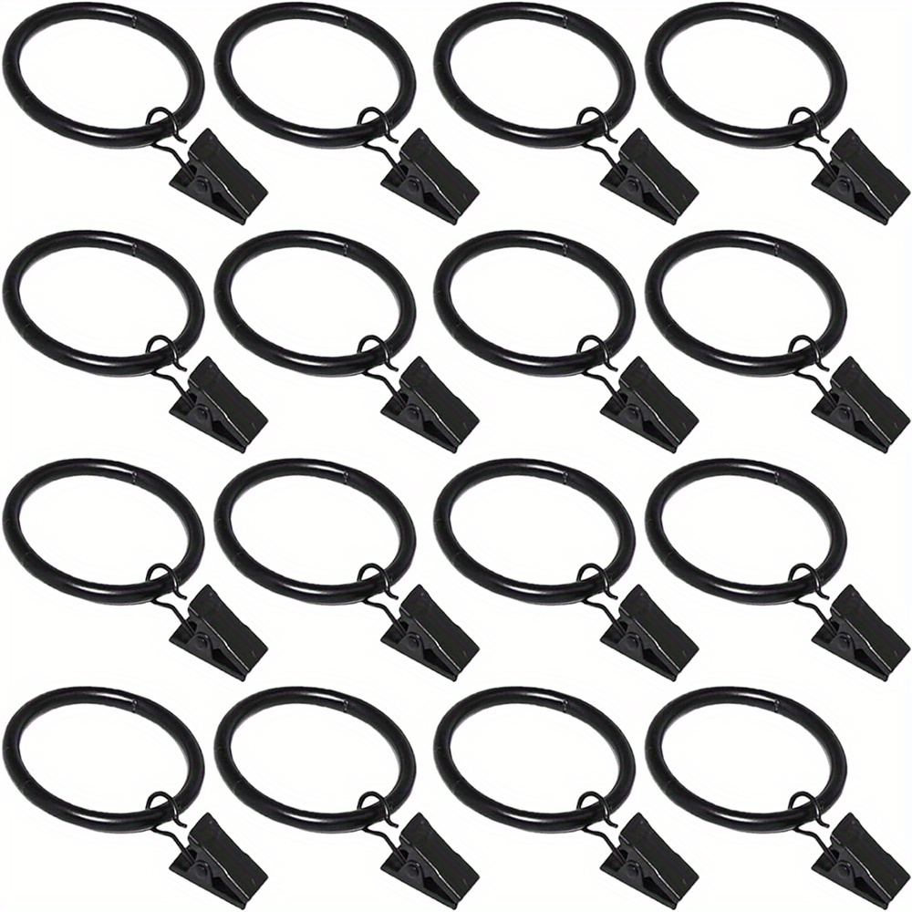 16 unids/pack anillos de cortina con Clips, anillos de Clip de ventana ganchos de cortina negros perchas anillos de Clip para colgar cortinas arcos: Default Title
