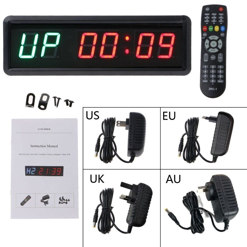 LED Fitness Interval Timer 1.5 Inch 6-digit Fitness Clock Gym Timer Stopwatch Count Down/Up Clock Stopwatch with Wireless