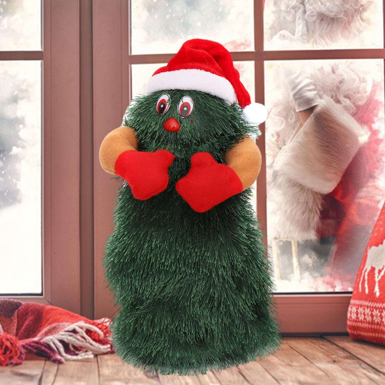Árbol de Navidad eléctrico, 3 pilas AA (no incluidas), decoración, juguete de felpa resistente al desgaste, juguete para cantar y bailar para escritorio: Medium Size