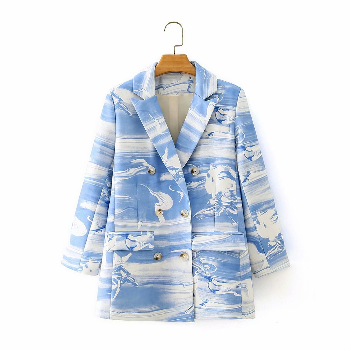 Herfst Vrouwen Blazers Broek Pak Print Notched Double Breasted Blazer Jacket & Pant Office Wear 2 Delige Set Vrouwen suits