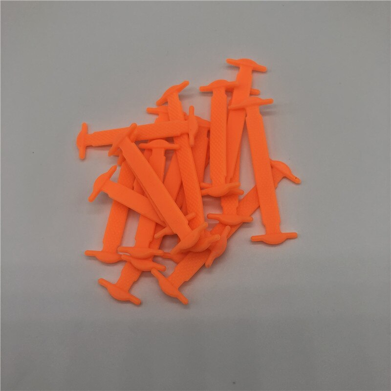 Cordones elásticos de silicona para zapatos, accesorios creativos para perezosos, de goma, 16 unids/lote: Naranja
