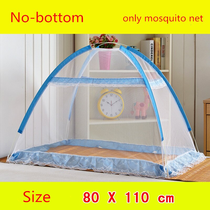 Sød baby krybbe net bærbar foldbar komfortabel baby mongolsk yurt myggenet baby seng telt myggenet: Blå 80 x 110cm