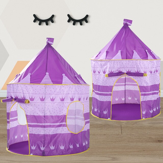 135CM Princess Castle Play Tent Ball Toys Pool Tent Boys Girls Portable Indoor Outdoor Baby Play Tents House Hut For Kids Toys: Purple crown