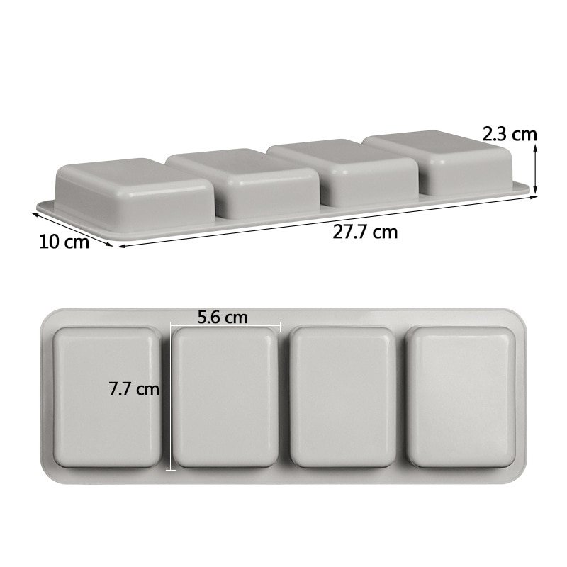 4-Grids Multifunctionele Zeep Siliconen Mal Diy Handgemaakte Craft 3D Keuken Maken Vormen Bakken Zeep Mould Voor zeep Maken