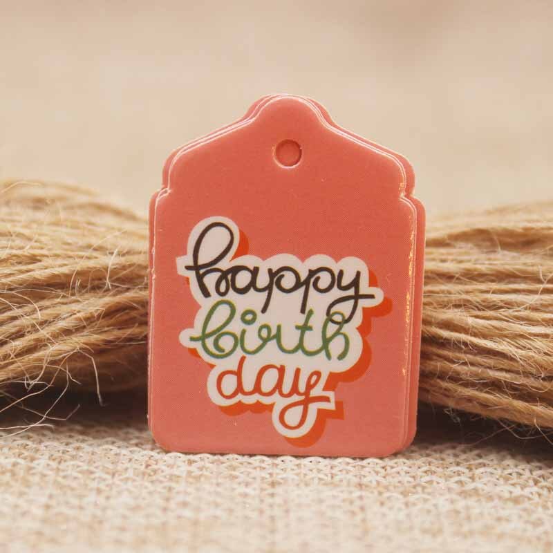 Feiluan tillykke med fødselsdagen serie dekoration tag diy fuld farve print papir label tag candy favors tag 50pc+50 reb: 50 tag 50 stringaspic