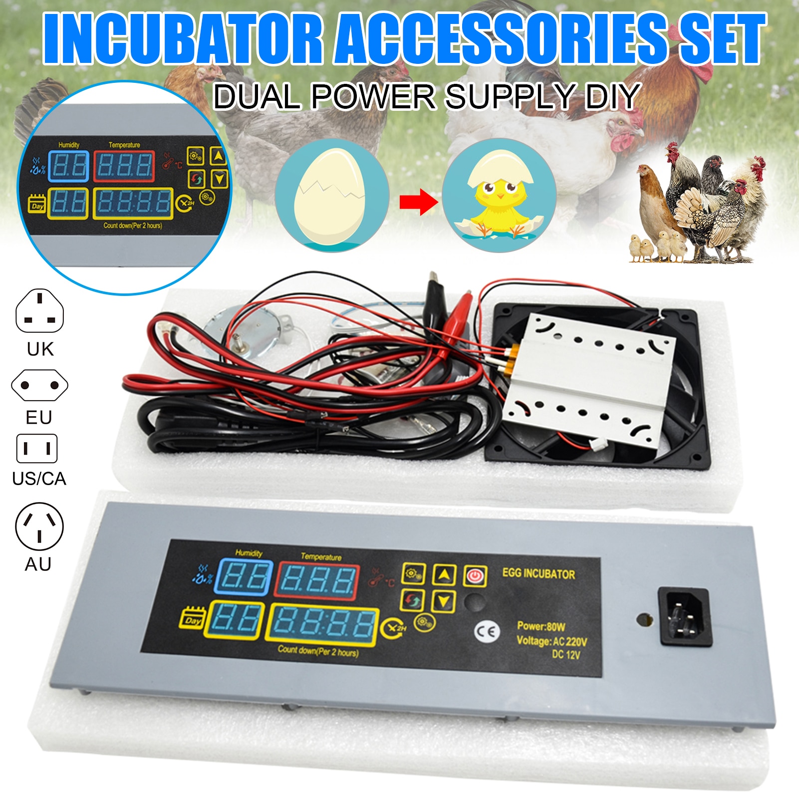 DIY Egg Incubators Hatcher Controller Dual Power Supply DIY Mini Incubators Accessory Set TP