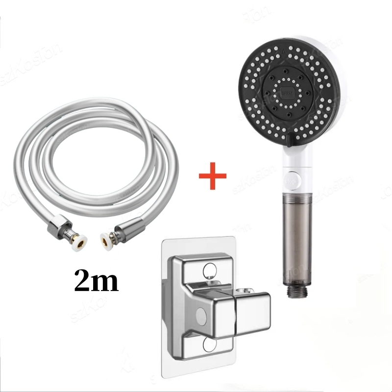1/1.5/2m PVC Hoge Druk Zilver Gladde Doucheslang Voor Badkamer Handheld Hoofd Flexibele Sanitair anti Kronkelende GI/2 Universele: Black