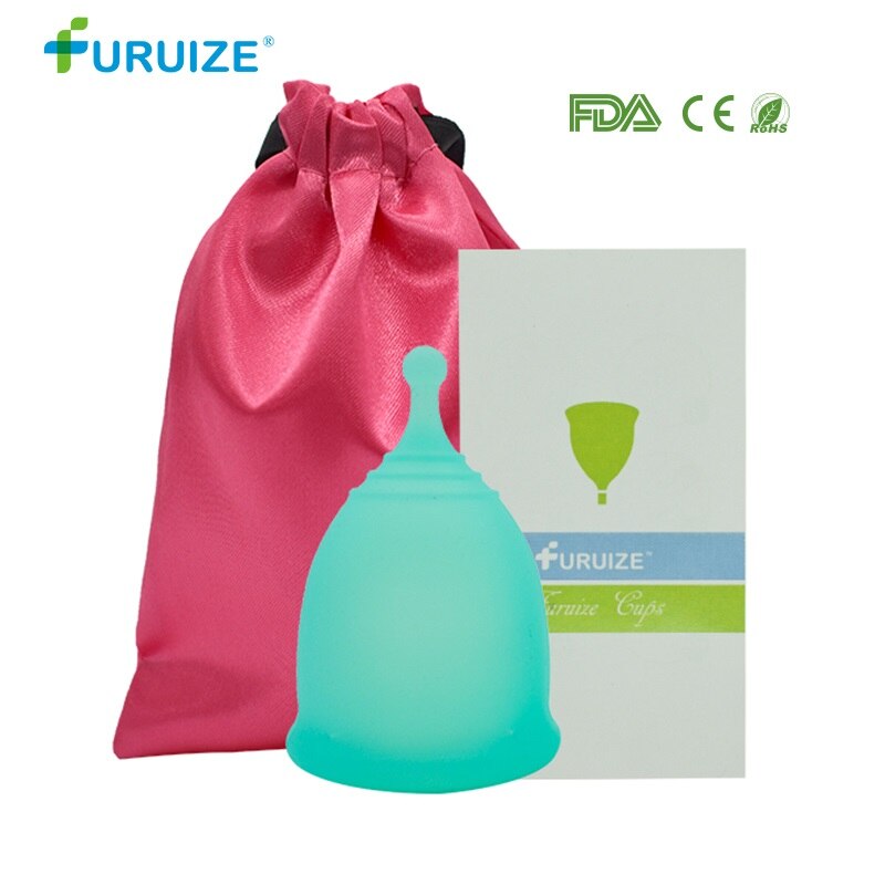 Copa menstrual para mujer, Copa de higiene femenina, Copa Menstrual reutilizable de grado médico de silicona, 100%: 1pcs-Cloth Bag-Blue / L size