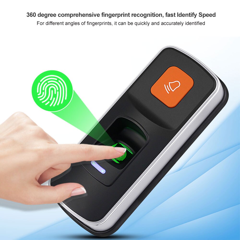 Standalone RFID Fingerprint Access Control System Biometric 125KHz Reader Door Opener Support SD Card WG26 + 10pcs Cards Keyfobs