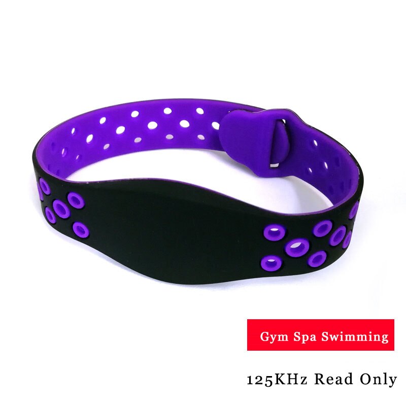Pulsera EM 125Khz EM4100, pulsera de silicona RFID, solo lectura, Protocolo 18000-2: WB08-Purple