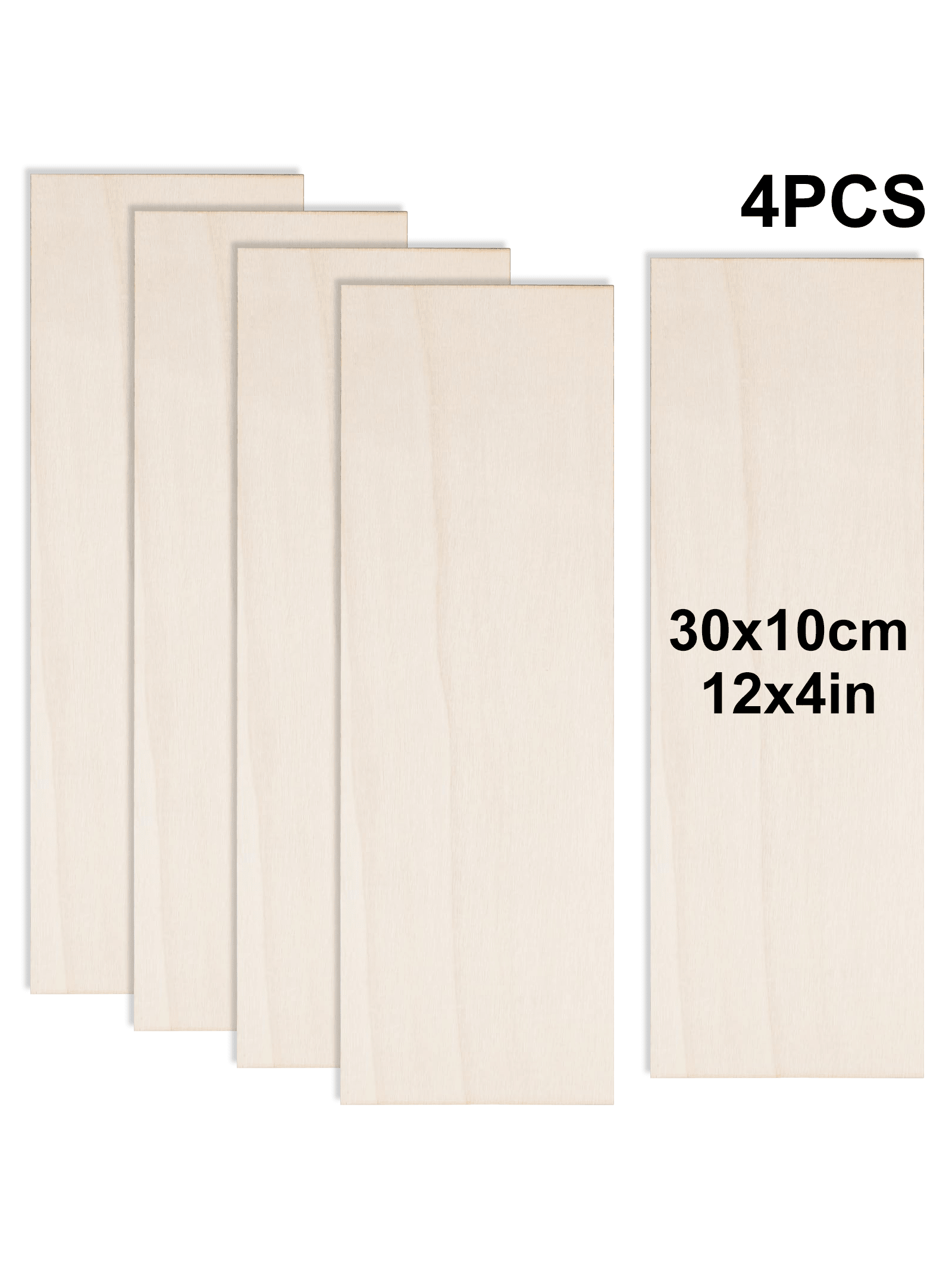 4/8/16 fogli di legno per artigianato 12 x 4 x 1/16 pollici-3 mm di spessore fogli di legno non finiti tavole di compensato sottili per disegno, pittura,: ciliegia