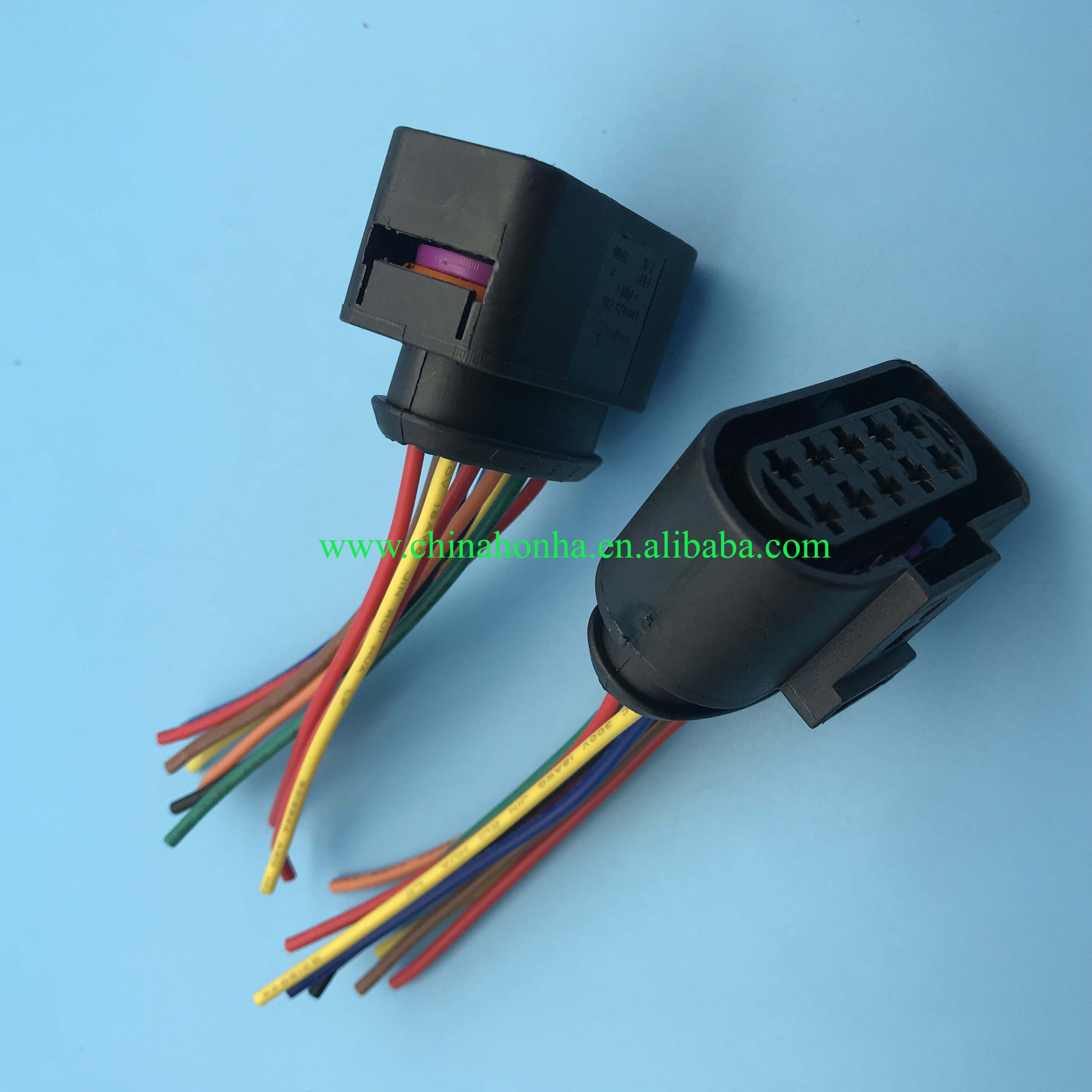 5/10 stk 10 -pinners billykt hodelyktplugg pigtail-kontakt ledningsadapter 1 j 0973735 1 j 0 973 735 med 10cm 18 awg-ledning
