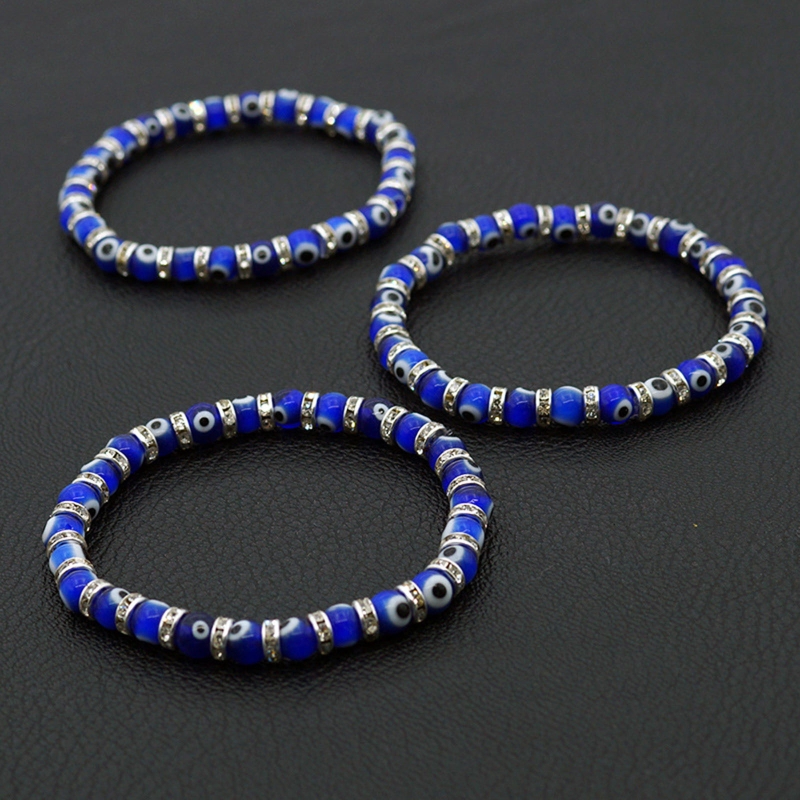 Branello di vetro turco buona fortuna protezione malocchio braccialetto elasticizzato per donna per Teen Rondelle distanziatore di cristallo impilabile
