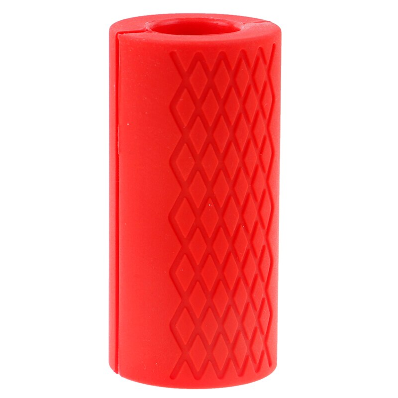 Fat Barbell Grips Thick Bar Handle Pull Up Weightlifting Support Silicon Anti-Slip Protect Pad For Body Building: red