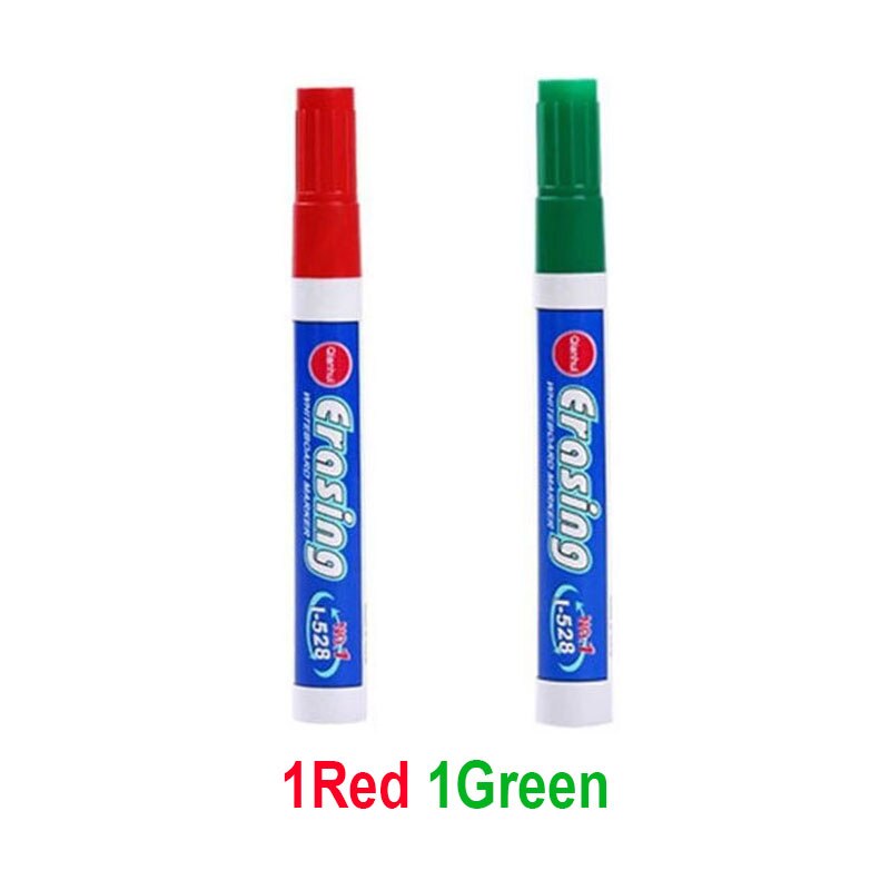 Stylos marqueurs effaçables de grande capacité, 4 couleurs, pour tableau blanc, écriture, fournitures de papeterie scolaires en classe: 1Red 1Green