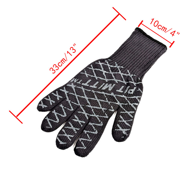 13'' Barbecue Pit Mitt Kitchen Gloves Ultimate Oven Glove Silicone Extreme Heat Resistant Cooking Oven Mitts BBQ Accessories