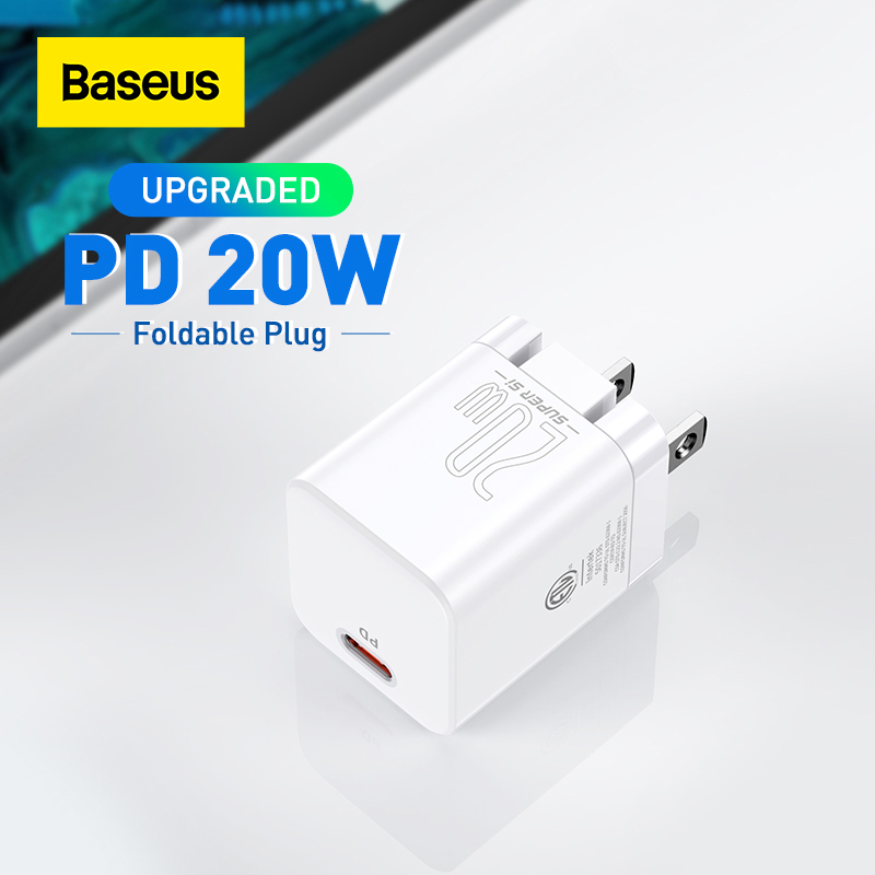 Baseus usb-c-ladegerät mit 20w us-steckern, faltbar, für iphone 12 pro max, unterstützt usb-c pd-schnellladen 11