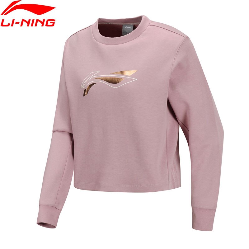 Li-ning kvinner trening po strikket topp vanlig passform glidelås 82% bomull 18% polyester fôr sportsgensere sweatshirts awdq 114 www 1079